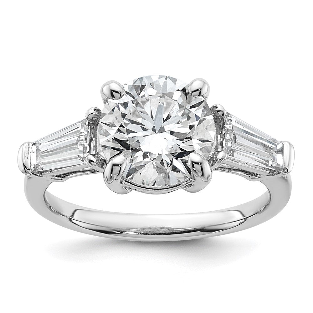 14kw 3 1/3ct Cert Lab Grown Dia VS+ F+&Baguette Comp 3 Stone Eng Ring