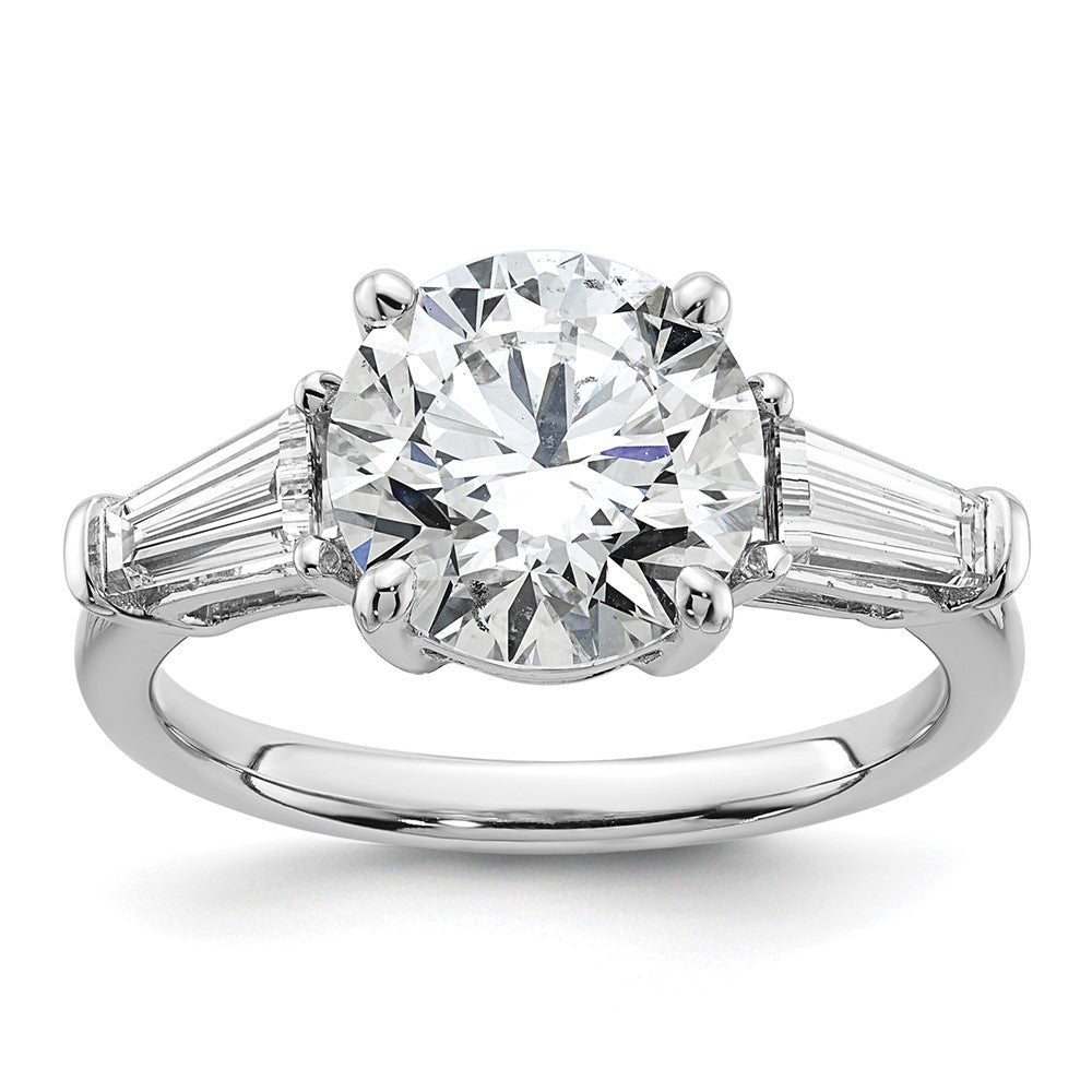 14kw 3 3/4ct Cert Lab Grown Dia VS+ F+&Baguette Comp 3 Stone Eng Ring