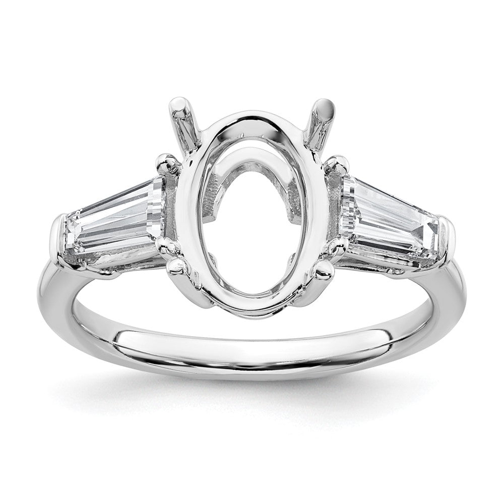 14kw 3/4ct Lab Grown Dia VS+ F+ Baguette 2 1/2ct Oval Semi 3 Stone Eng Ring
