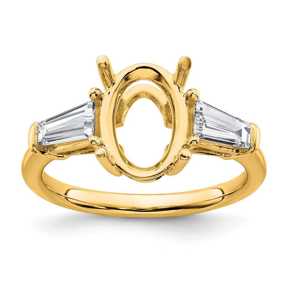14k 3/4ct Lab Grown Dia VS+ F+ Baguette 2 1/2ct Oval Semi 3 Stone Eng Ring