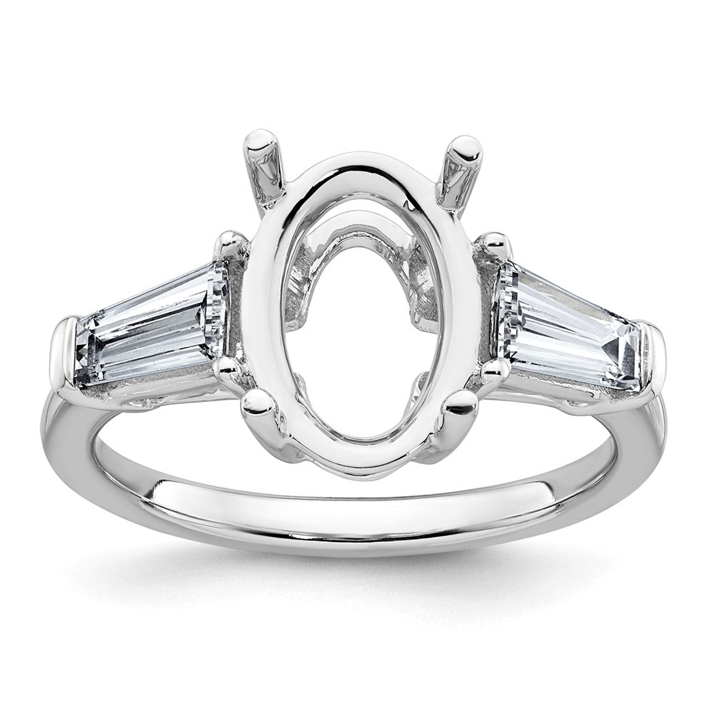 14kw 3/4ct Lab Grown Dia VS+ F+ Baguette 3ct Oval Semi 3 Stone Eng Ring