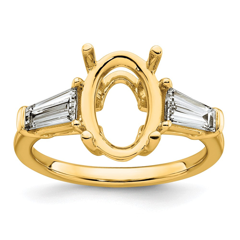 14k 3/4ct Lab Grown Dia VS+ F+ Baguette 3ct Oval Semi 3 Stone Eng Ring