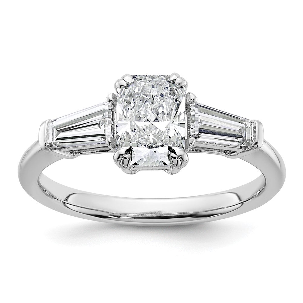 14kw 1 1/2ct Cert Lab Grown Dia VS+ F+ Radiant w/ Baguette Comp Eng Ring