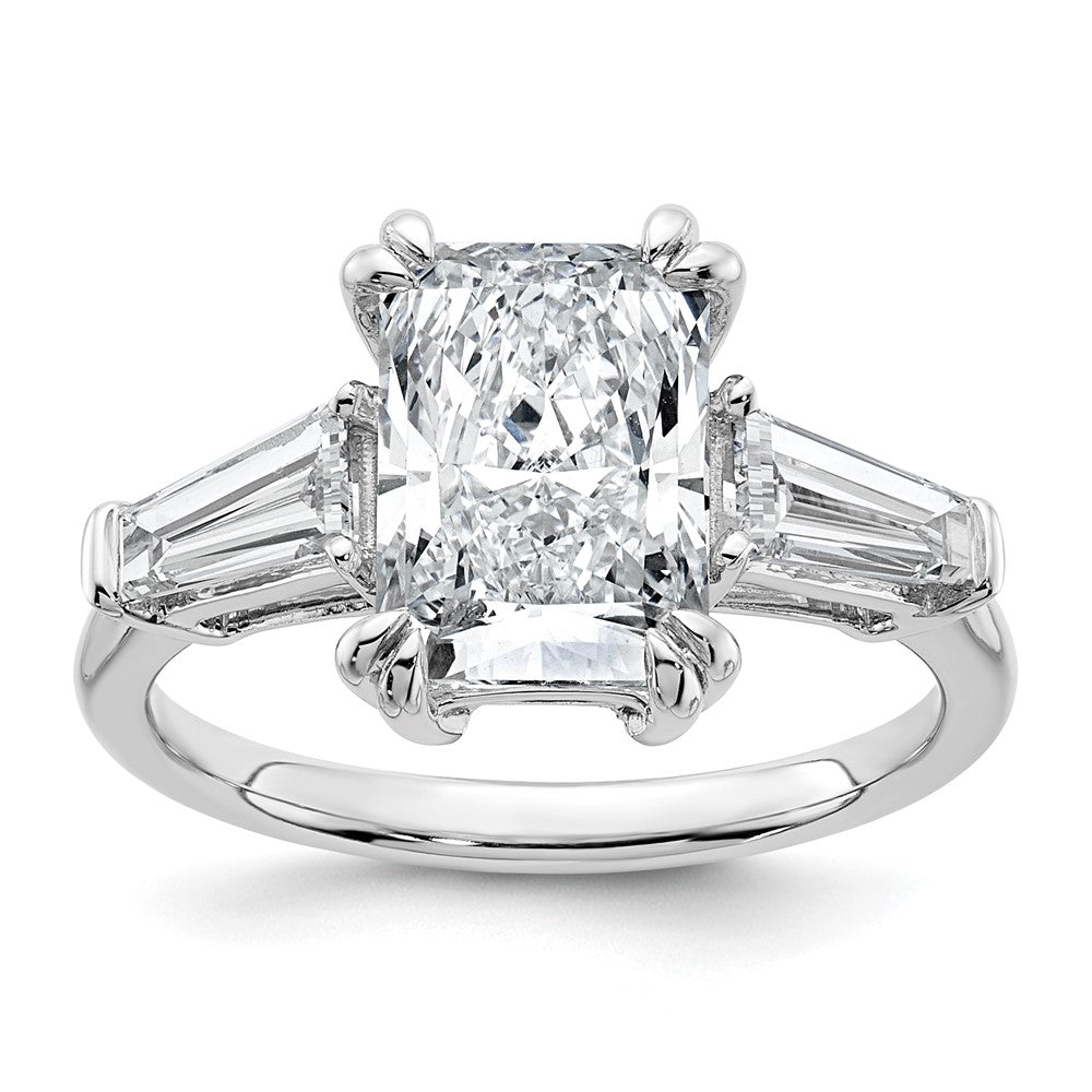 14kw 3 3/4ct Cert Lab Grown Dia VS+ F+ Radiant w/ Baguette Comp Eng Ring