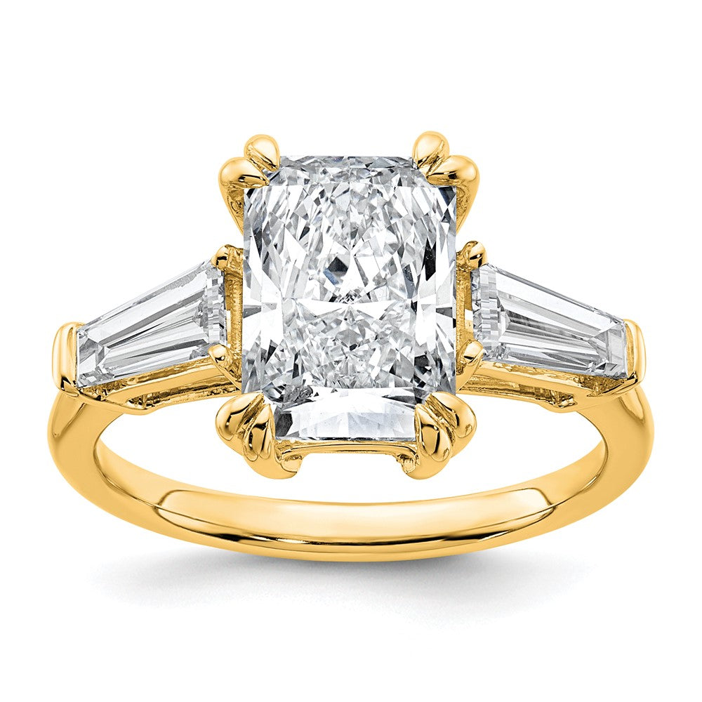 14k 3 3/4ct Cert Lab Grown Dia VS+ F+ Radiant w/ Baguette Comp Eng Ring