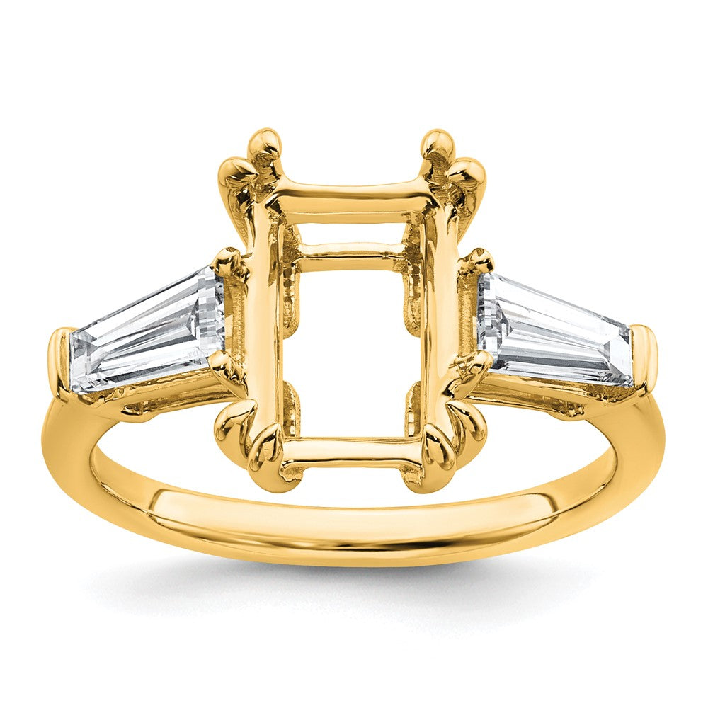 14k 3/4ct Lab Grown Dia VS+ F+ Baguette 3ct Radiant Center Semi Eng Ring