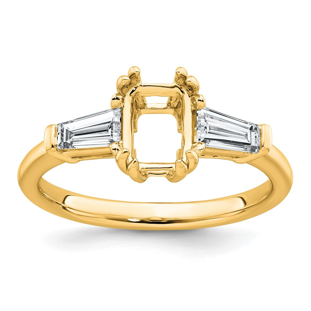 14k 1/2ct Lab Grown Dia VS+ F+ Emerald Center Semi-Mount Eng Ring