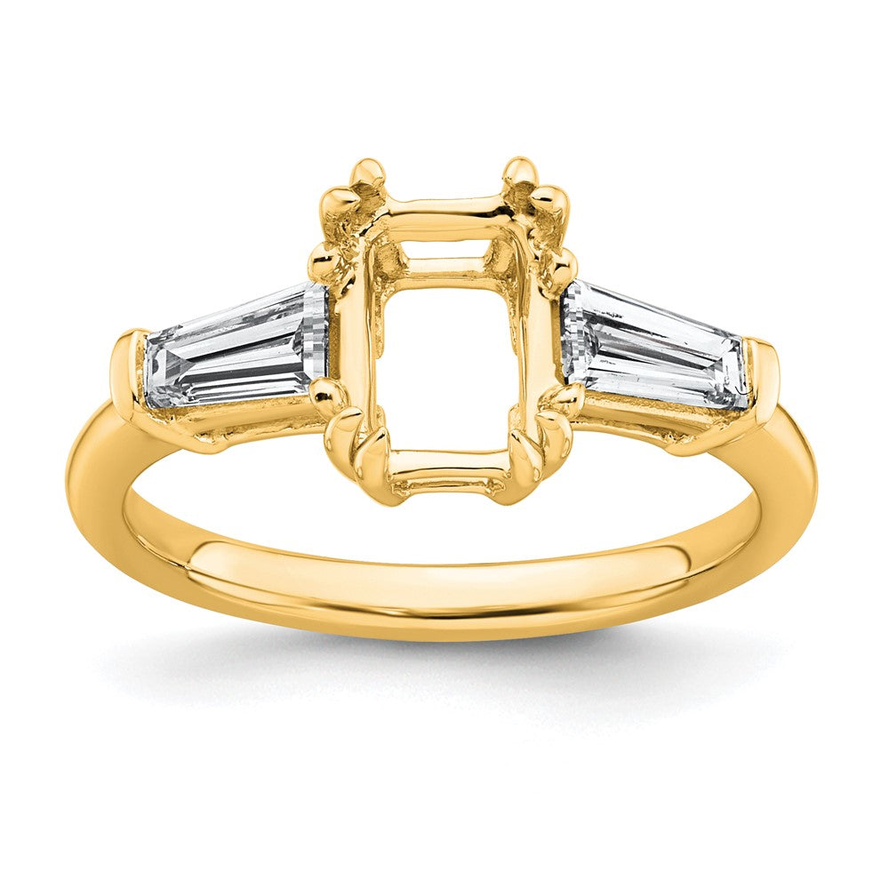 14k 3/4ct Lab Grown Dia VS+ F+ Emerald Center Semi-Mount Eng Ring