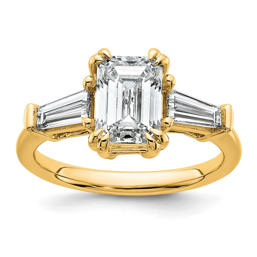 14k 1 3/4ct Cert Lab Grown Dia VS+ F+ Emerald&Tapered Baguette Eng Ring