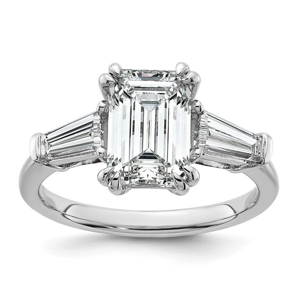 14kw 3 1/3ct Cert Lab Grown Dia VS+ F+ Emerald&Tapered Baguette Eng Ring