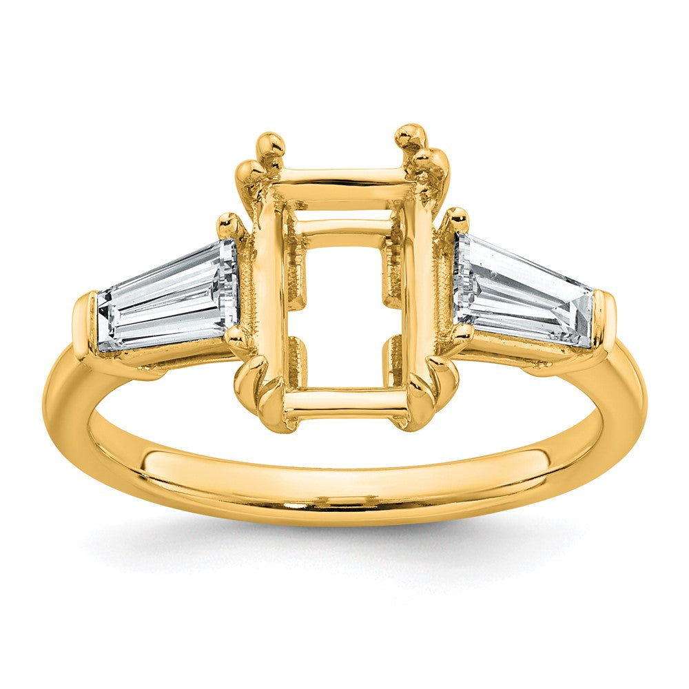 14k 7/8ct Lab Grown Dia VS+ F+ Emerald Center Semi-Mount Eng Ring