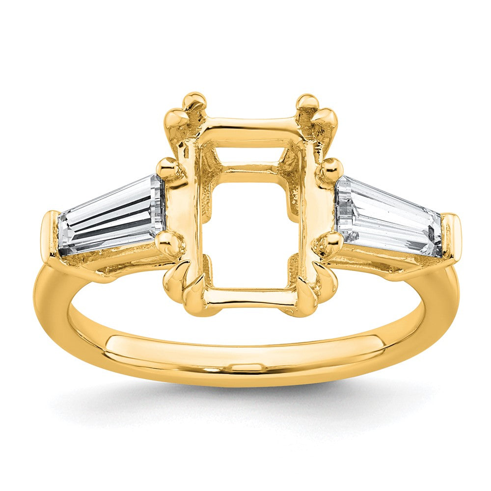 14k 3/4ct Lab Grown Dia VS+ F+ Emerald Center Semi-Mount Eng Ring