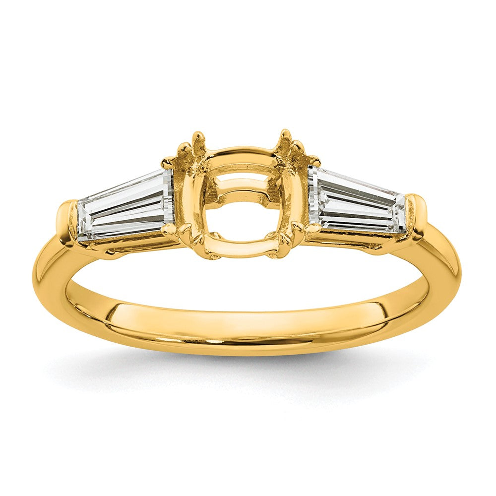 14k 1/2ct Lab Grown Diamond VS+ F+ Baguette 1ct Cushion Semi Eng Ring