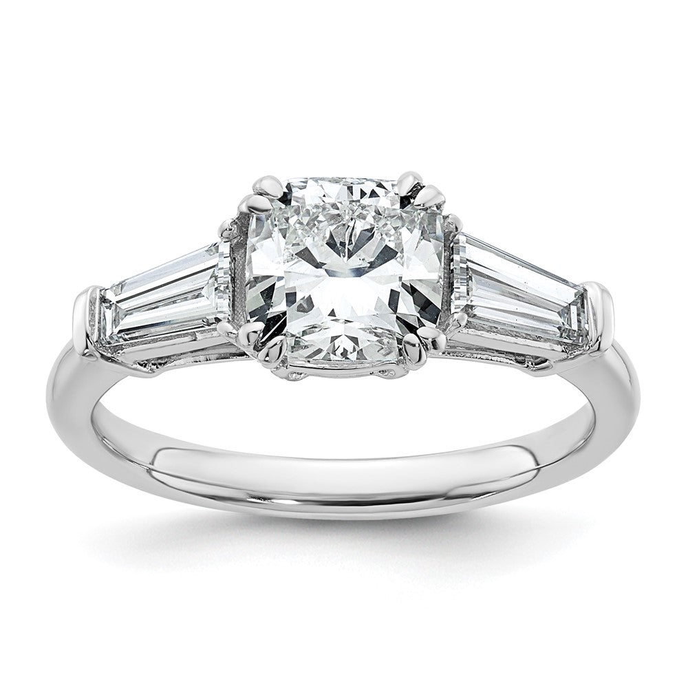 14kw 2ct Lab Grown Diamond VS+ F+ Cushion&Baguette Comp Eng Ring
