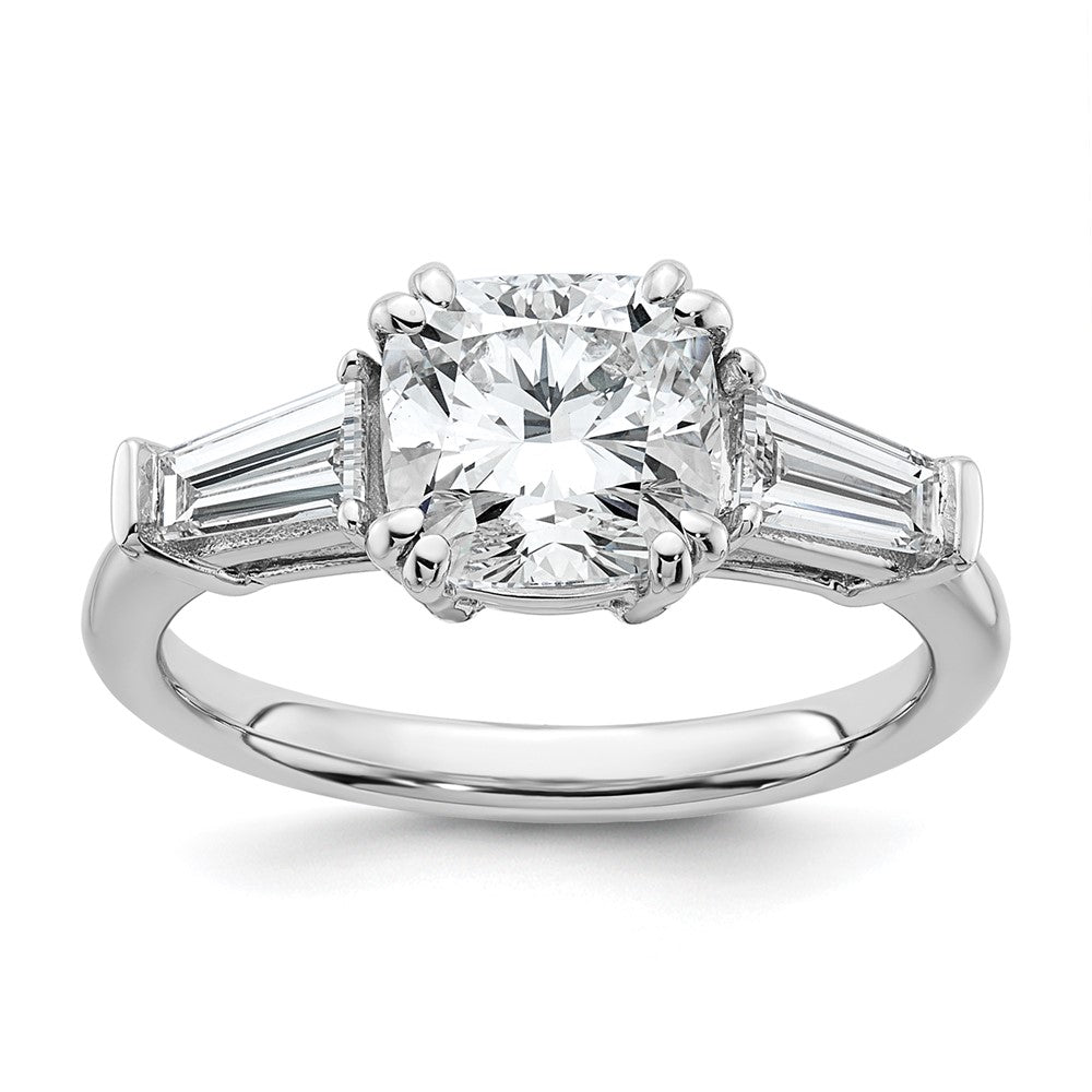 14kw 2 5/8ct Cert Lab Grown Dia VS+ F+ Cushion&Baguette Comp Eng Ring