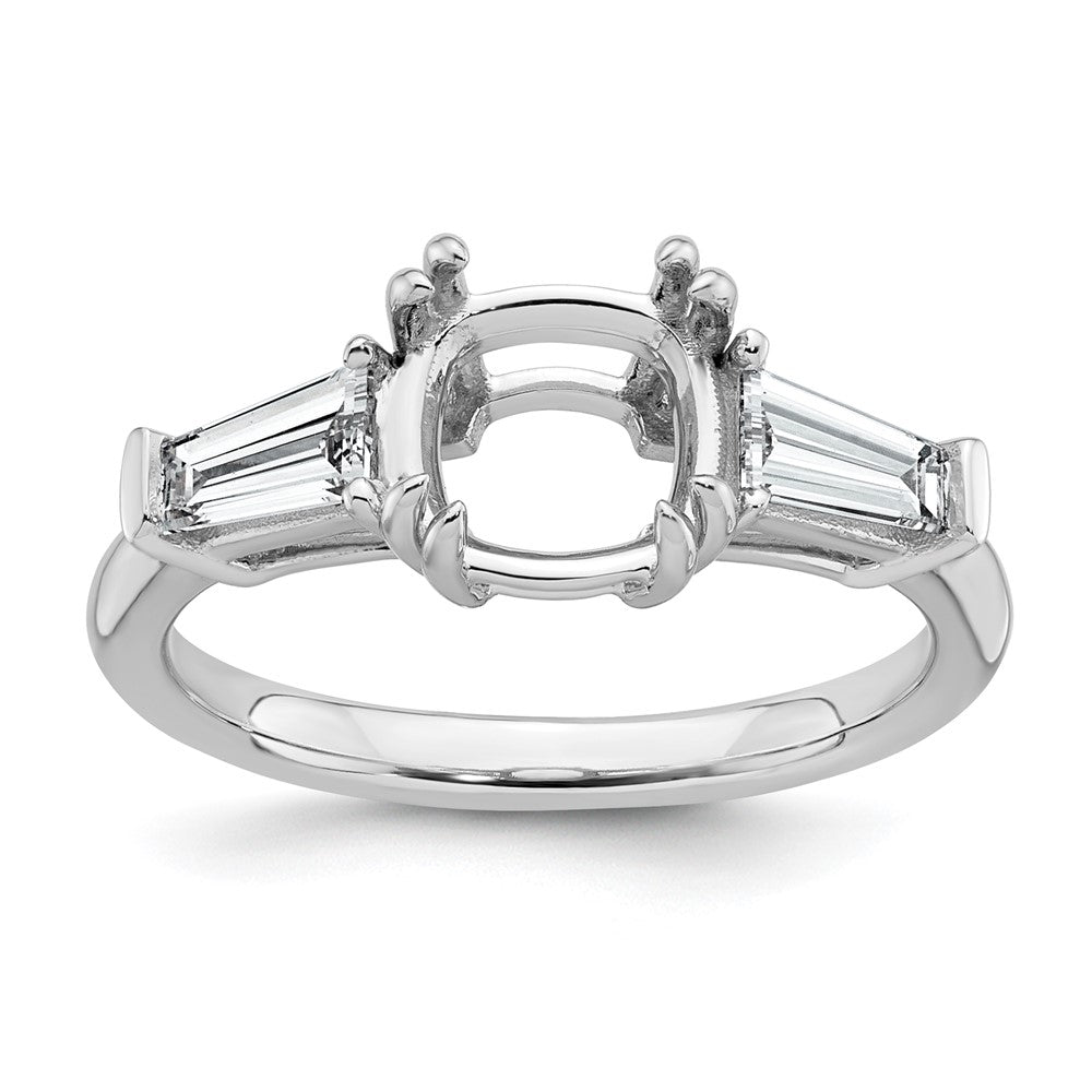14kw 5/8ct Lab Grown Diamond VS+ F+ Baguette 2ct Cushion Semi Eng Ring