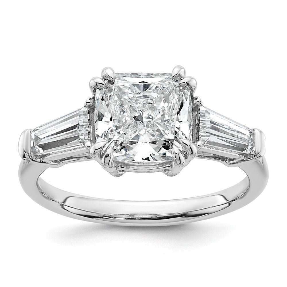14kw 3 1/5ct Lab Grown Dia VS+ F+ Cushion&Baguette Comp Eng Ring