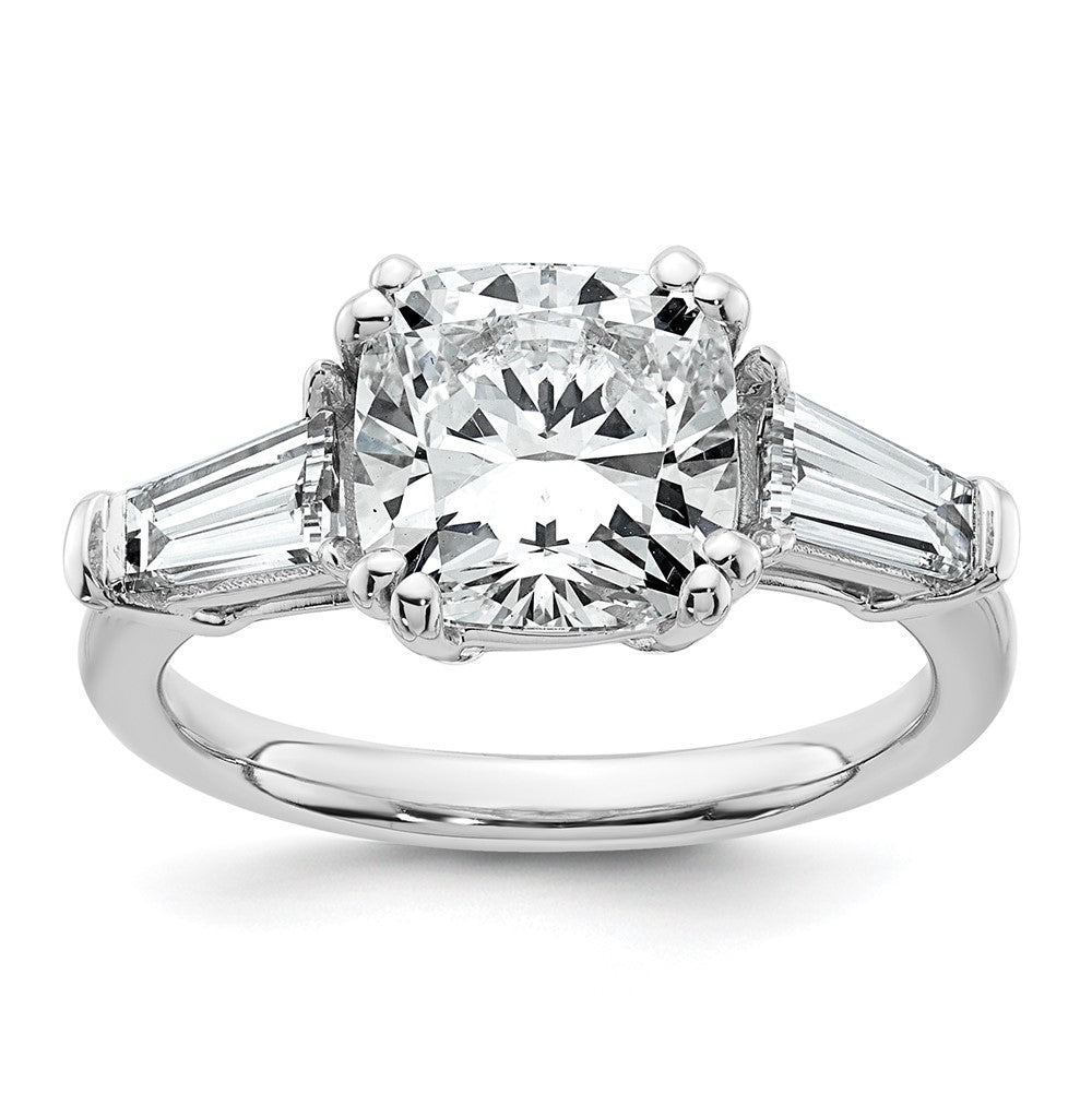 14kw 3 3/4ct Cert Lab Grown Dia VS+ F+ Cushion&Baguette Comp Eng Ring