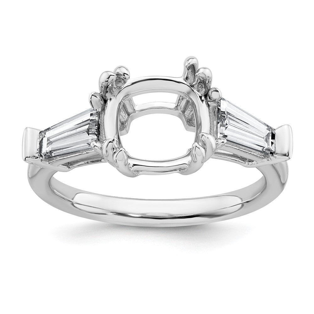 14kw 3/4ct Lab Grown Diamond VS+ F+ Baguette 3ct Cushion Semi Eng Ring