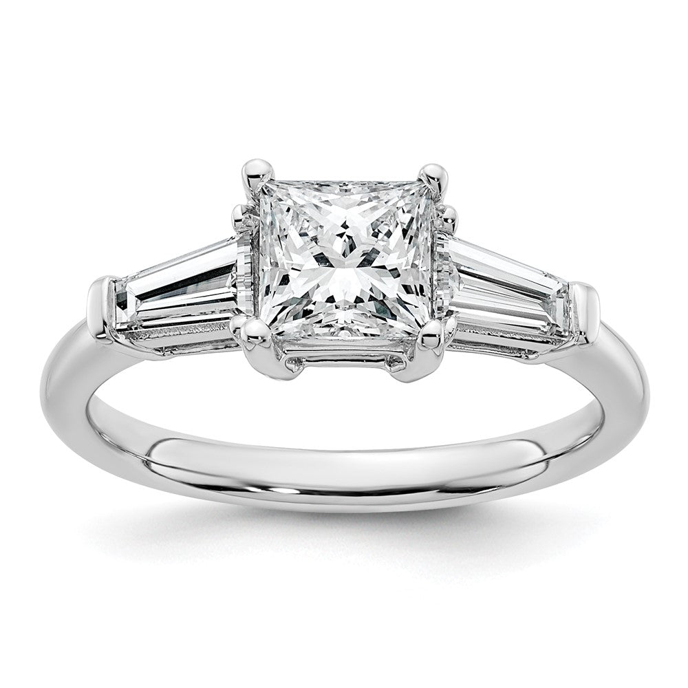 14kw 1 1/2ct Lab Grown Diamond VS+ F+ Princess&Baguette Comp Eng Ring