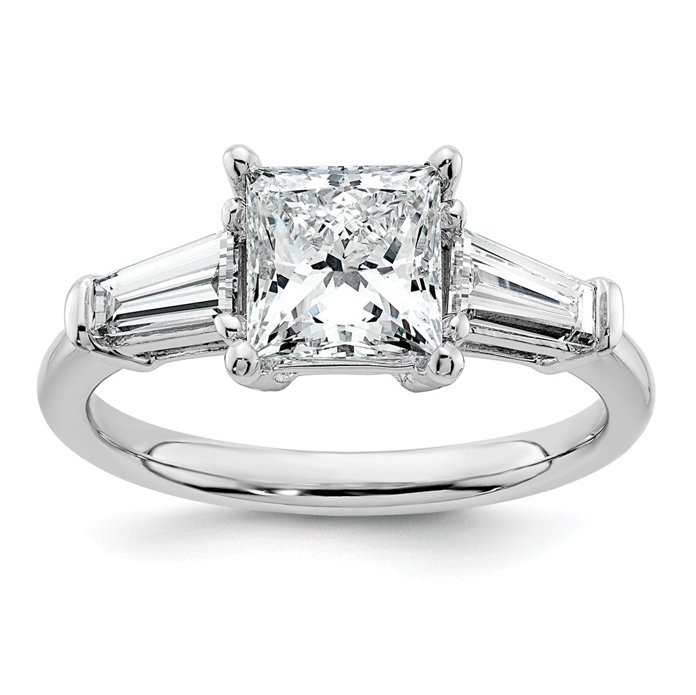 14kw 2 1/5ct Lab Grown Diamond VS+ F+ Princess&Baguette Comp Eng Ring