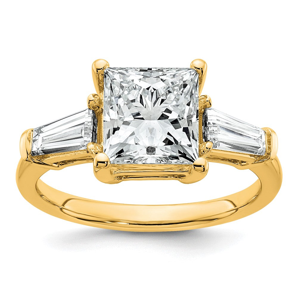 14k 3 1/5ct Cert Lab Grown Dia VS+ F+ Princess&Baguette Comp Eng Ring
