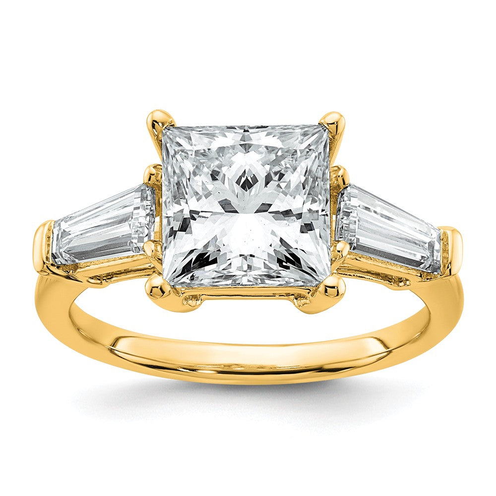 14k 3 3/4ct Cert Lab Grown Dia VS+ F+ Princess&Baguette Comp Eng Ring