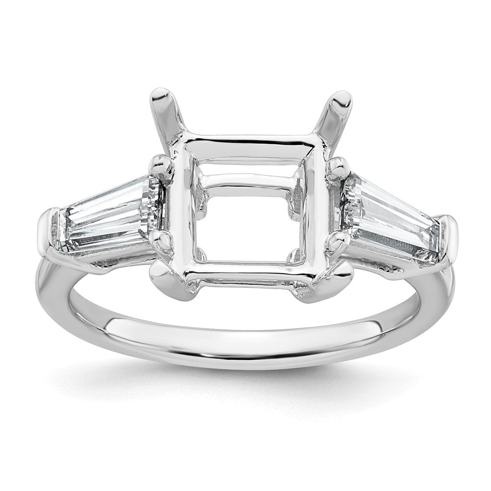 14kw 3/4ct Lab Grown Diamond VS+ F+ Baguette 3ct Princess Semi Eng Ring