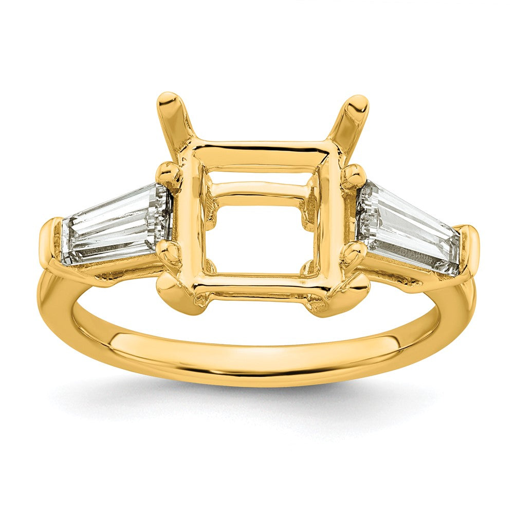 14k 3/4ct Lab Grown Diamond VS+ F+ Baguette 3ct Princess Semi Eng Ring