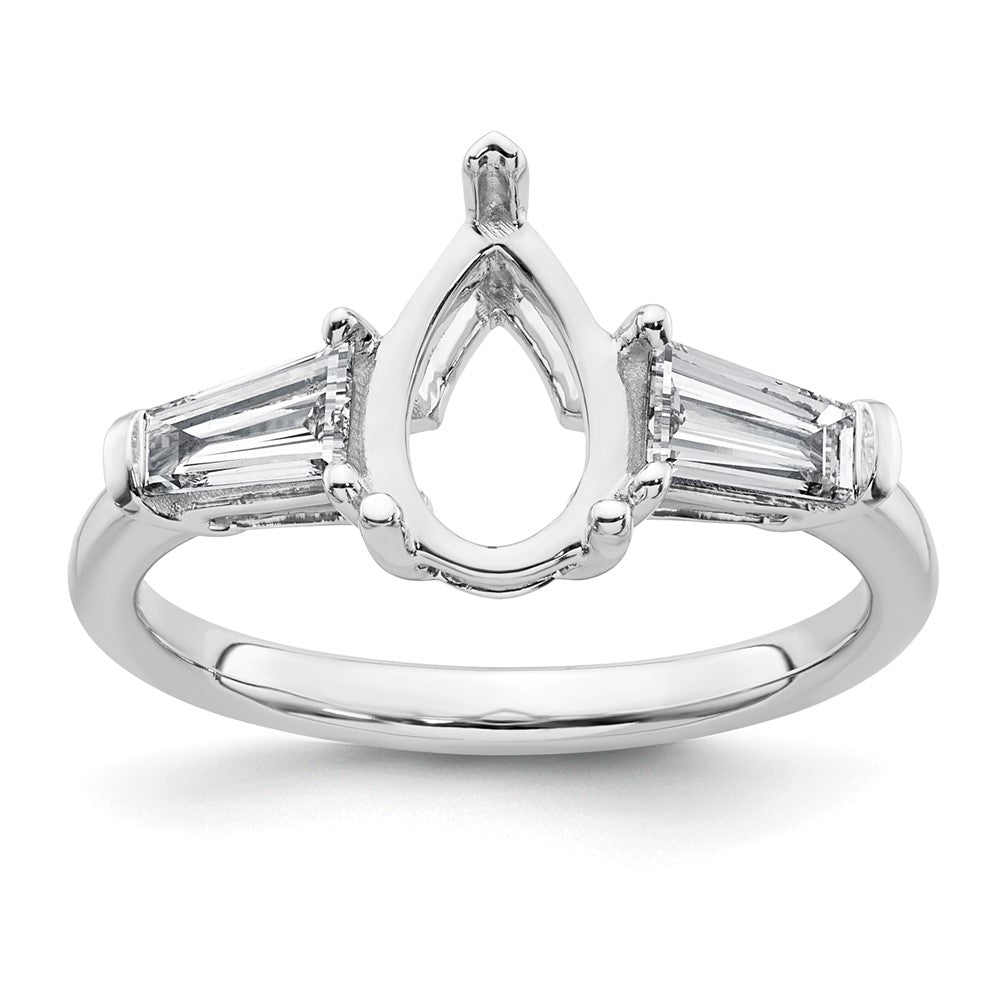14kw 5/8ct Lab Grown Diamond VS+ F+ Baguette 1 1/2ct Pear Semi Eng Ring