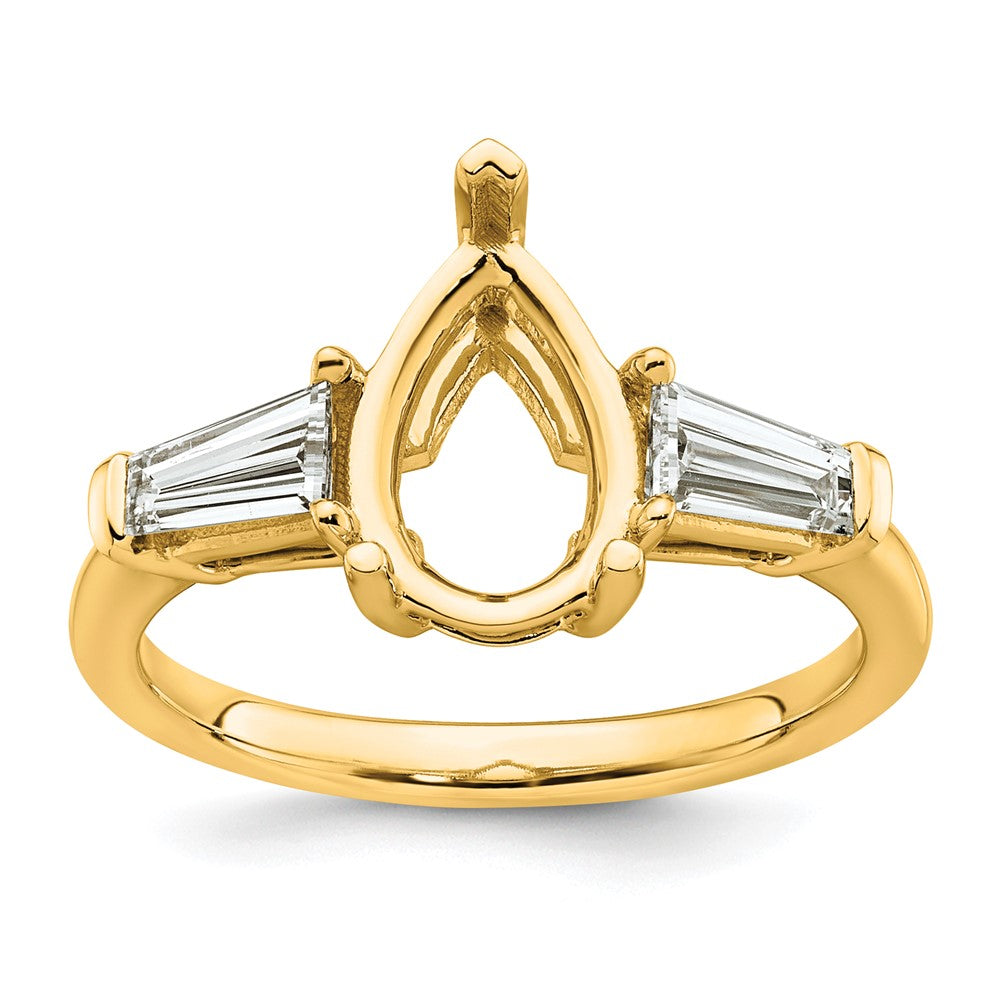 14k 5/8ct Lab Grown Diamond VS+ F+ Baguette 2ct Pear Semi Eng Ring