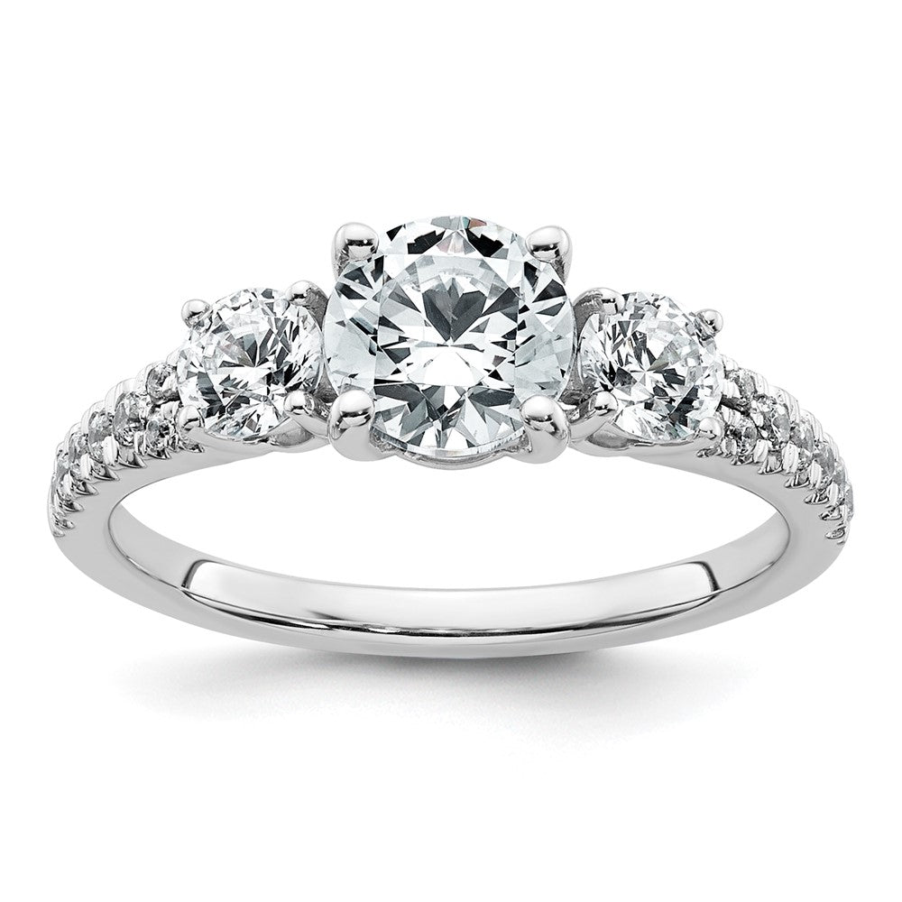 14kw 1 5/8ct Cert Lab Grown Diamond VS+ F+ Round Comp 3 Stone Eng Ring
