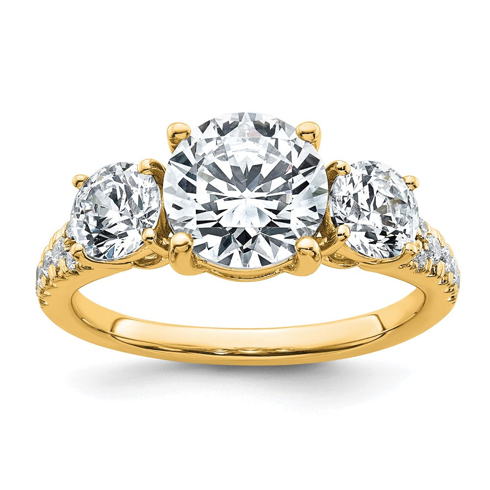 True Origin 14k 3 1/5ct Lab Grown Dia VS+ F+ Round Comp 3 Stone Eng Ring