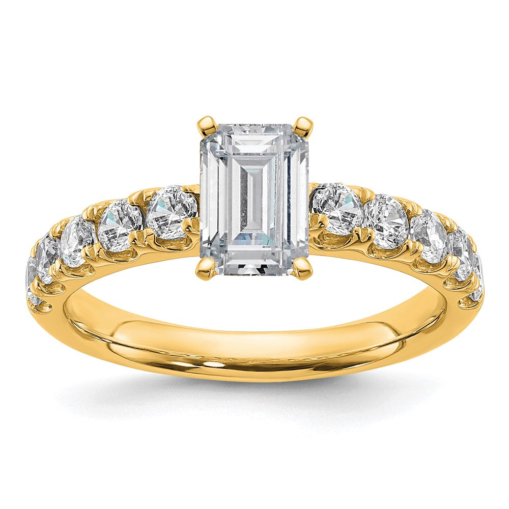14k Cert 1 3/4ct Lab Grown Diamond VS+ F+ Emerald Comp Eng Ring