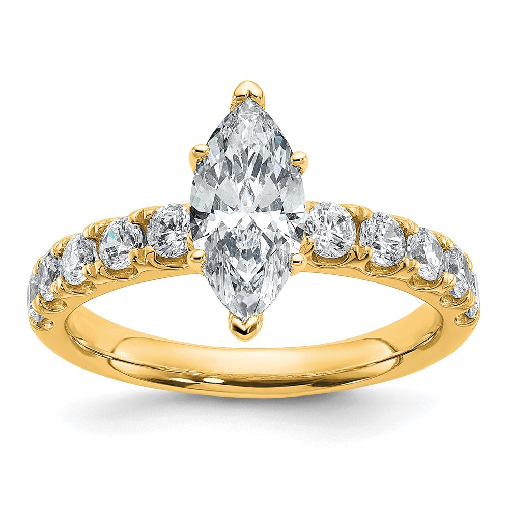 14k Cert 1 3/4ct Lab Grown Dia VS+ F+ Marquise Comp Eng Ring