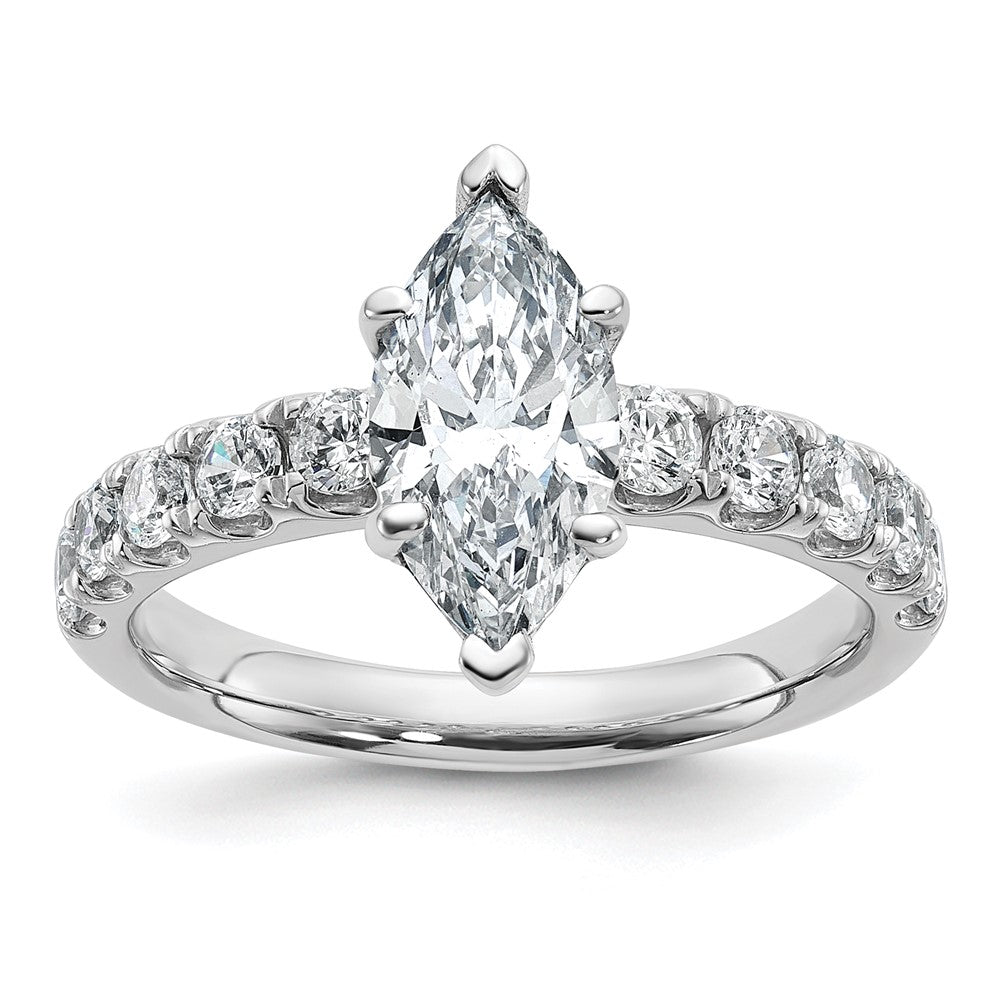 14kw Cert 2 1/5ct Lab Grown Diamond VS+ F+ Marquise Comp Eng Ring