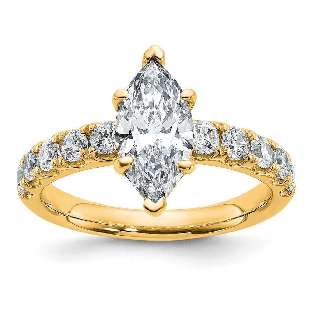 14k Cert 2 1/5ct Lab Grown Dia VS+ F+ Marquise Comp Eng Ring