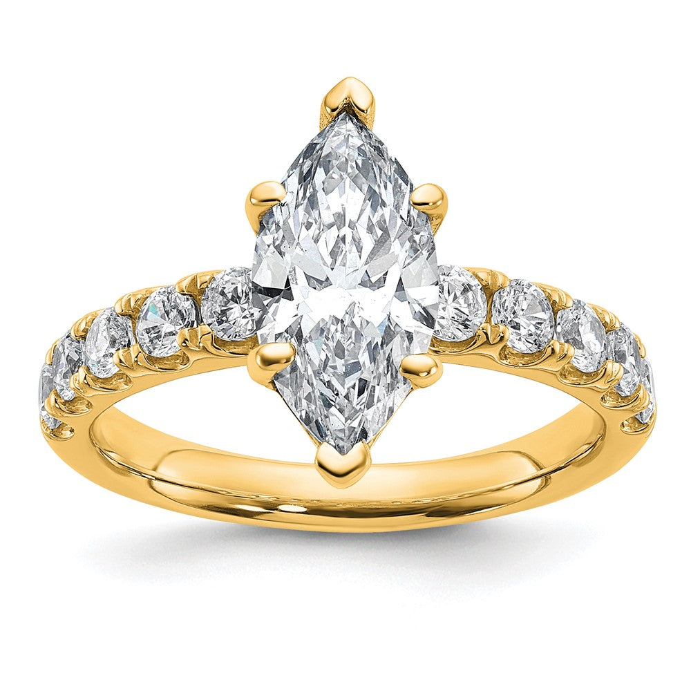 14k Cert 2 3/4ct Lab Grown Dia VS+ F+ Marquise Comp Eng Ring