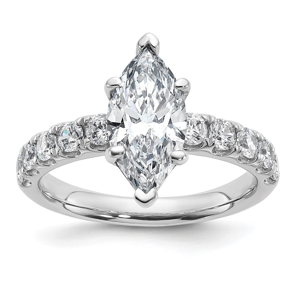 14kw Cert 2 3/4ct Lab Grown Diamond VS+ F+ Marquise Comp Eng Ring