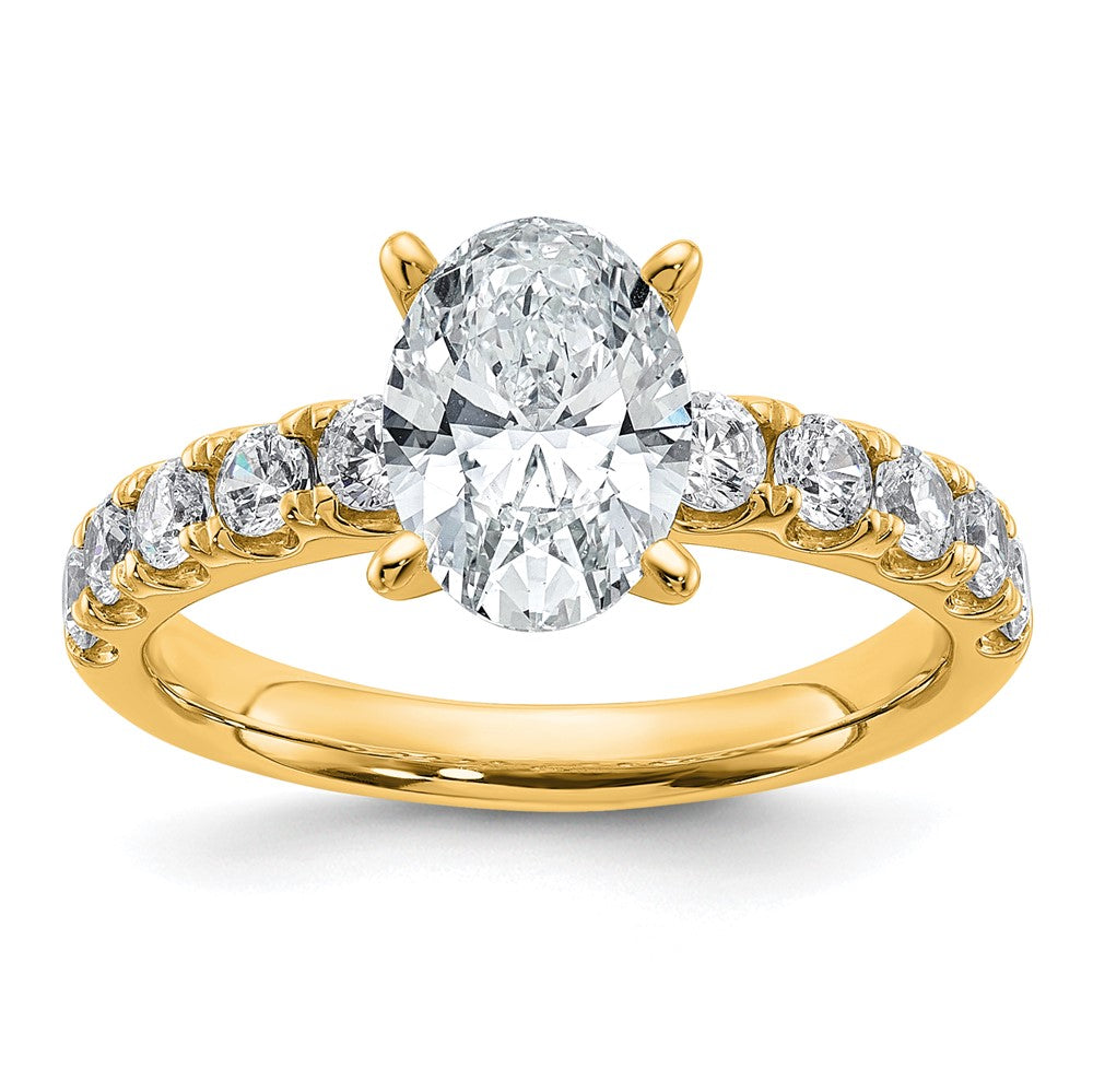 14k Cert 2 1/4ct Lab Grown Diamond VS+ F+ Oval Comp Eng Ring