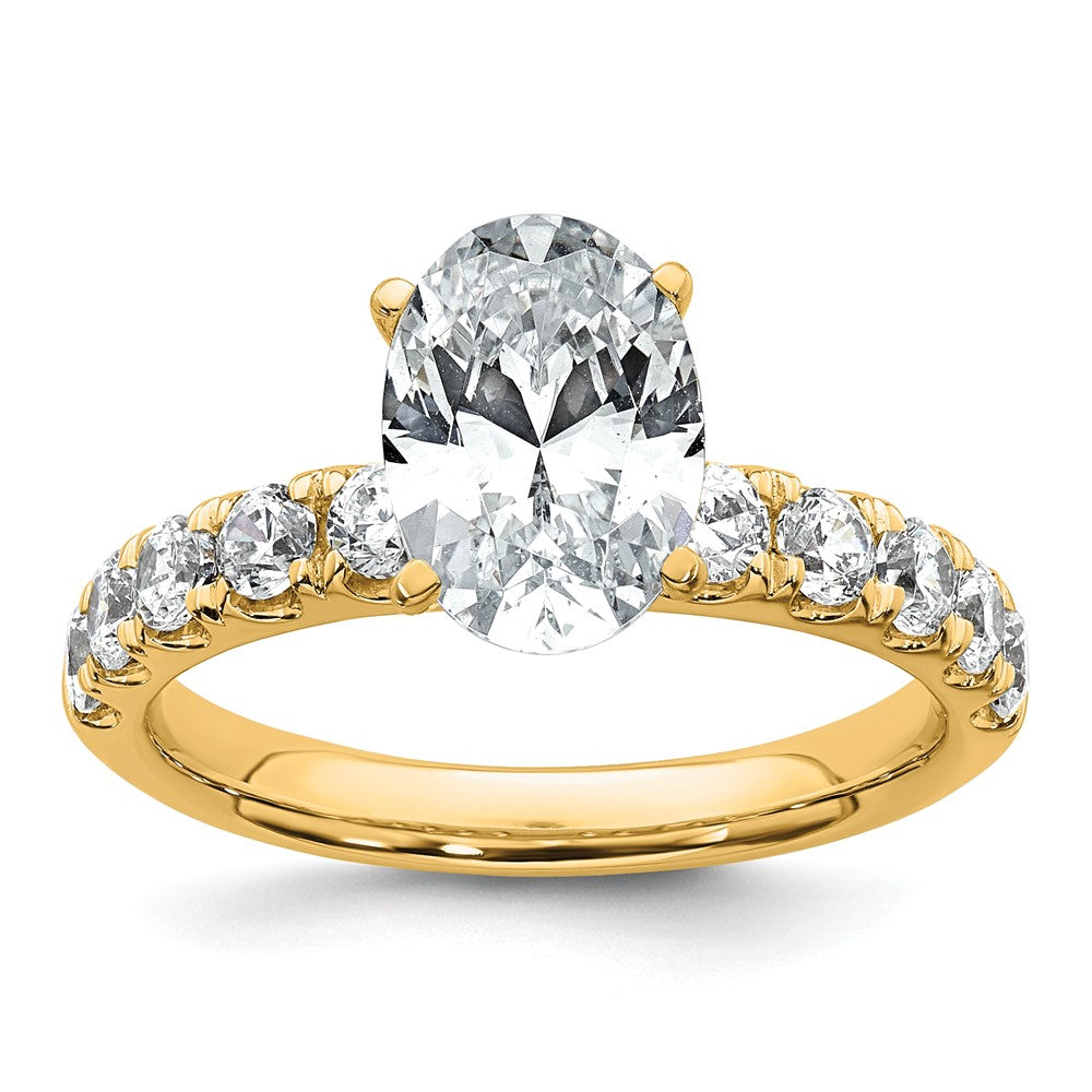 14k Cert 3 3/4ct Lab Grown Diamond VS+ F+ Oval Comp Eng Ring