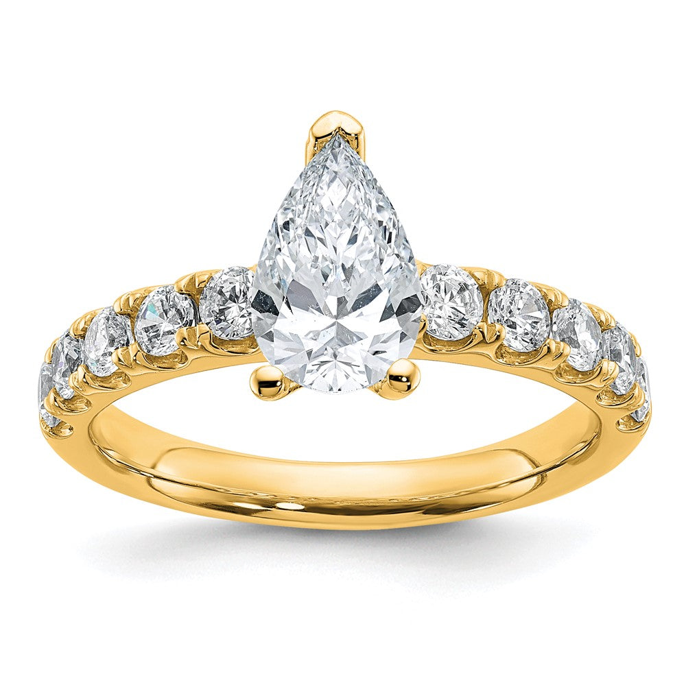 14k 1 3/4ct Cert Lab Grown Diamond VS+ F+ Pear Comp Eng Ring