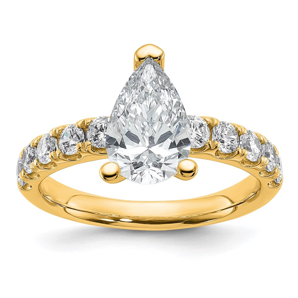 14k 2 1/5ct Cert Lab Grown Diamond VS+ F+ Pear Comp Eng Ring