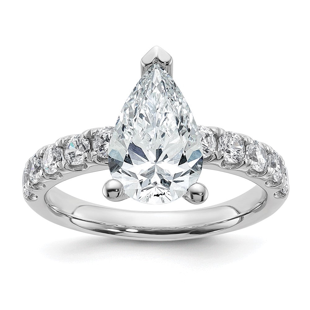 14k White Gold 2 3/4ct Cert Lab Grown Diamond VS+ F+ Pear Comp Eng Ring