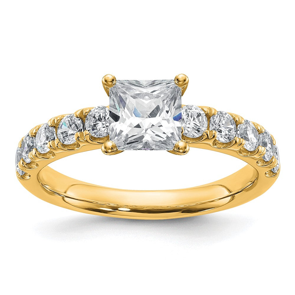 14k Cert 1 3/4ct Lab Grown Diamond VS+ F+ Princess Comp Eng Ring