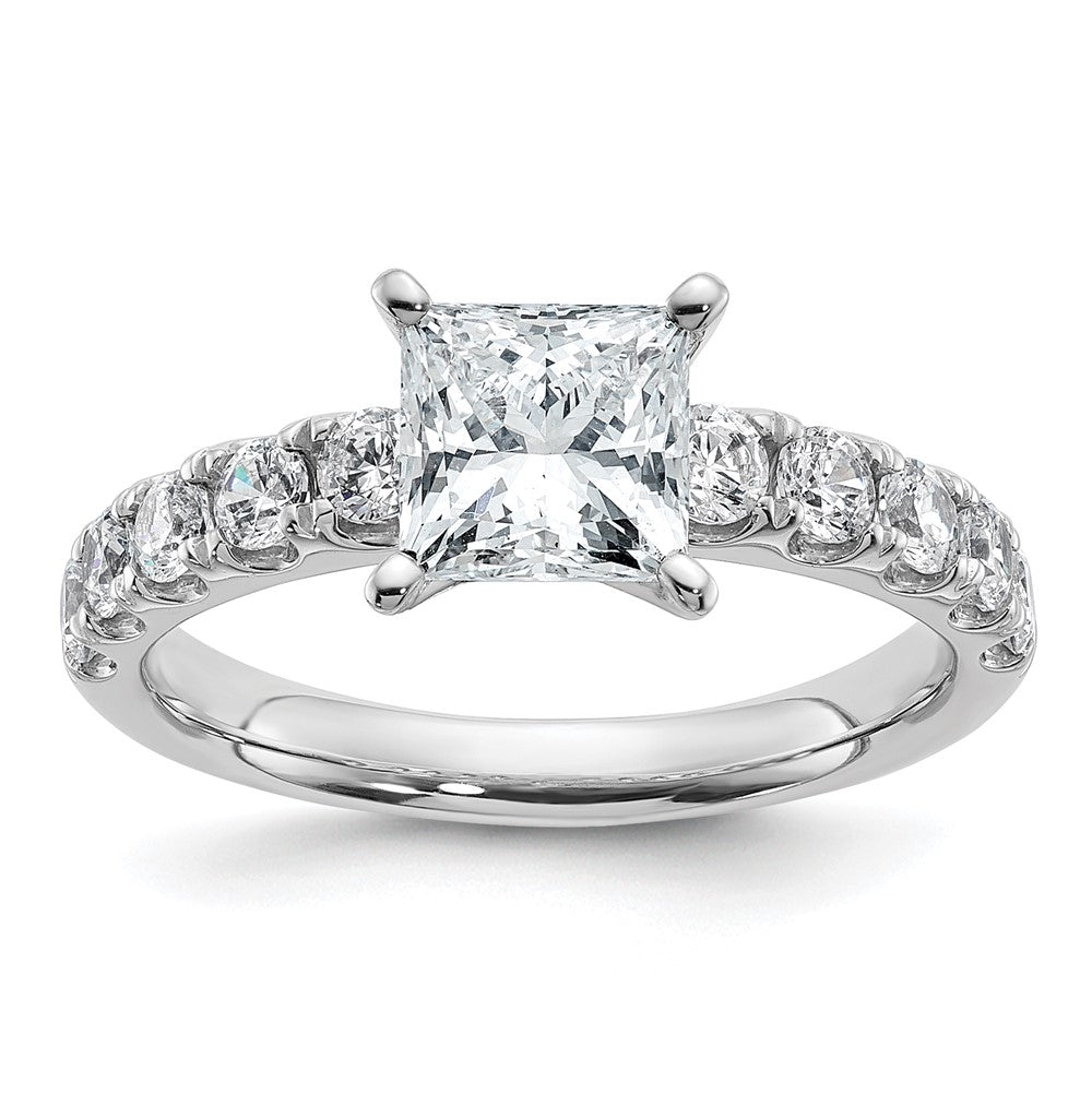 14k White Gold Cert 2 1/5ct Lab Grown Dia VS+ F+ Princess Comp Eng Ring