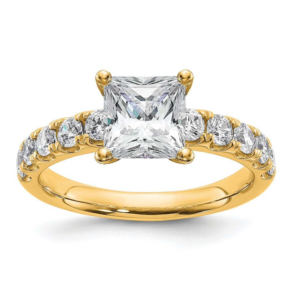 14k Cert 3 3/4ct Lab Grown Diamond VS+ F+ Princess Comp Eng Ring