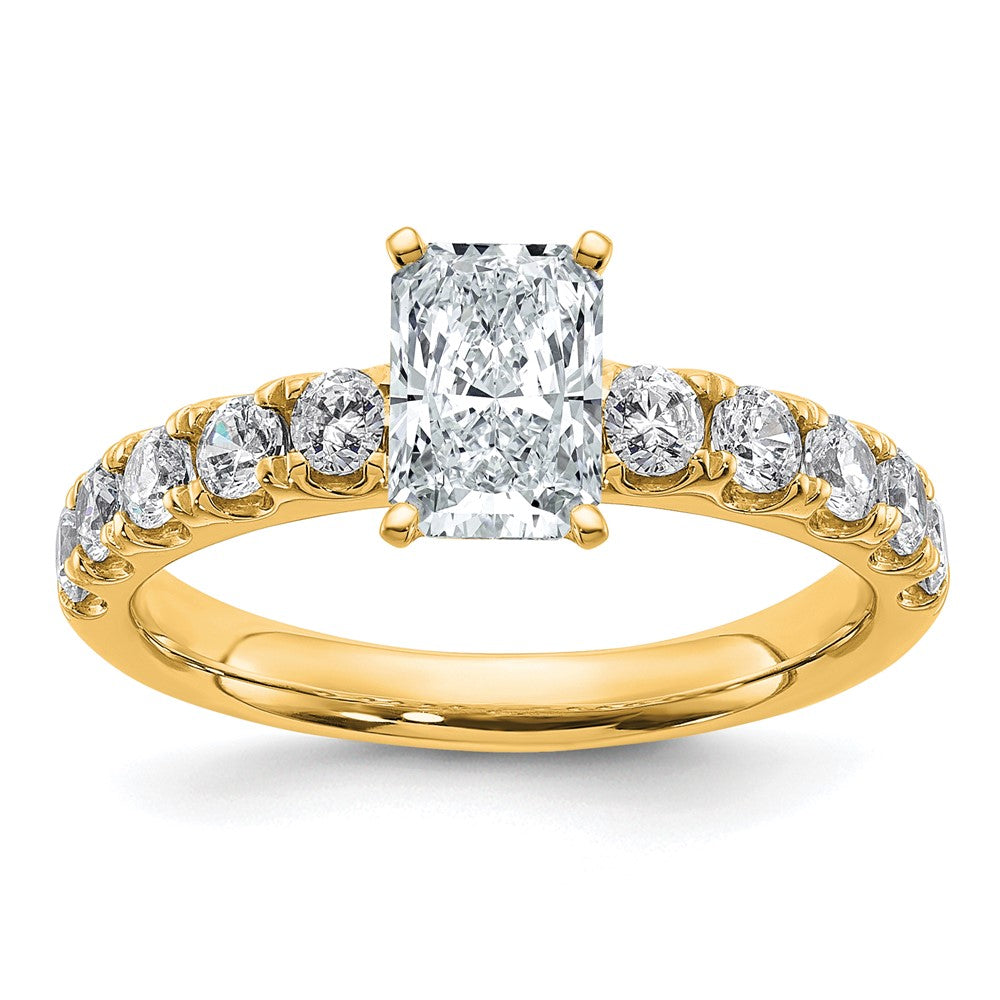 14k 1 3/4ct Certified Lab Grown Diamond VS+ F+ Radiant Comp Eng Ring