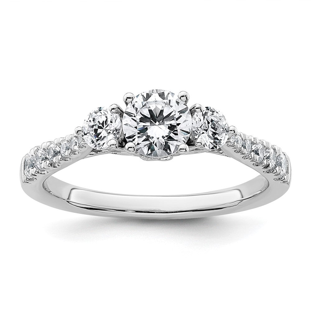 14kw 1ct Cert Lab Grown Diamond VS+ F+ Round Comp 3 Stone Eng Ring