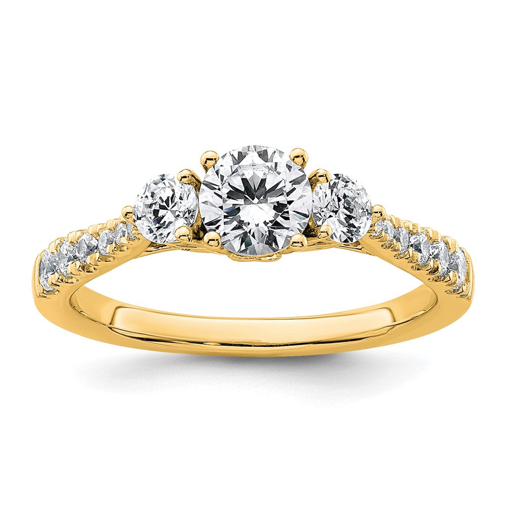 14k 1ct Certified Lab Grown Diamond VS+ F+ Round Comp 3 Stone Eng Ring